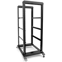  27U Server Rack/4-Post 19in Network Rack/Open Frame Rack with Wheels, Heavy-Duty Frame Cabinet/Adjustable Depth 29.75-27.75in GLOBALRACK(4POST-1000-27U)