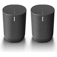 Move - Battery-Powered Smart Wi-Fi and Bluetooth Speaker with Alexa Built-in - Black (2-Pack)