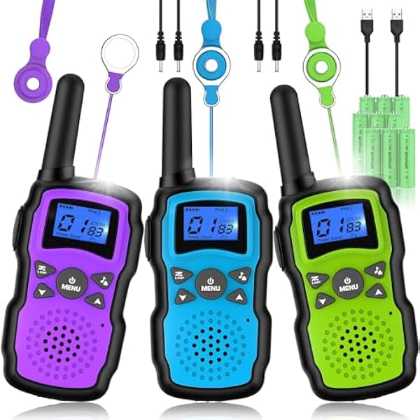 Walkie Talkies for Kids Adult Long Range Rechargeable 3 Pack,Boy Wearable Walky Talky Set 2 Way Radio with USB Charger Battery,Camping Games Toy Birthday Xmas Gift for Girl Children Family