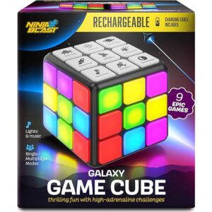Rechargeable Game Activity Cube - Toys for Boys and Girls - 9 Fun Brain & Memory Games - Birthday Gifts for Age 6, 7, 8, 9, 10, 11, 12 Year Old Kids Teens - Best Boy Toy Gift Ideas
