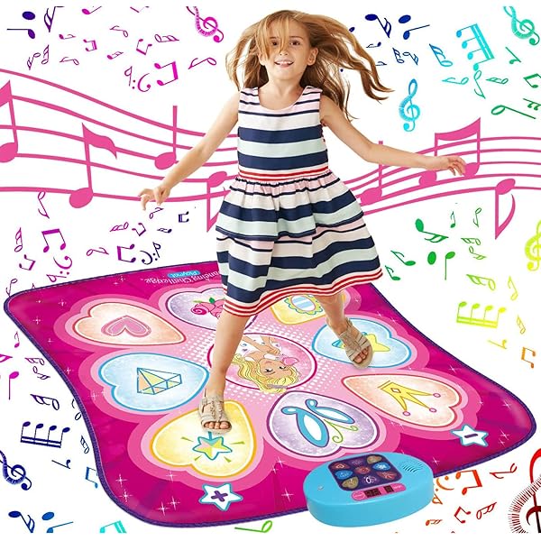 Dance Mat - Rhythm Step Play Mat - Dance Game Toy Pad with LED Lights, Gift for Kids Girls 3-12, Adjustable Volume, Built-in Music, 3 Challenge Levels