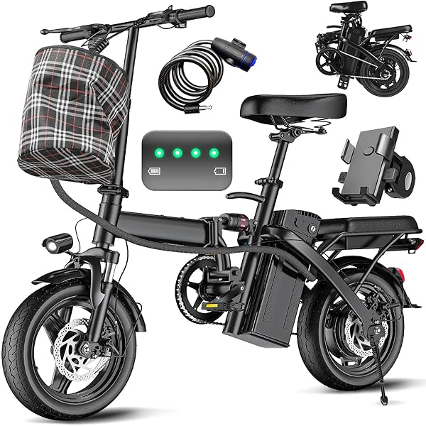 Electric Bike for Adults Teens, Commuter City Folding ebike with 560W Motor and 48V Battery, 24MPH 3-Level Pedals Assist, Dual Disc Brakes,14" Compact Foldable Electric Bicycle with UL 2849 Certified